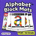 52 Alphabet Letter Mats | Pattern Block Build and Trace Activity for Morning Work