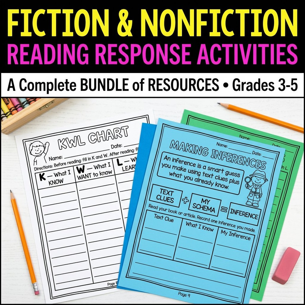 main-1-hero Short title for tile/search: "Reading Response Activities Bundle – Fiction & Nonfiction – Grades 3-5 - Image 1