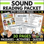 4th Grade Sound Reading Comprehension Packet | NGSS Science Passages, Activities, Quizzes